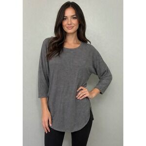 Cozy Chic Waffle‎ Knit Gray Tunic Top Womens Medium Relaxed Fit